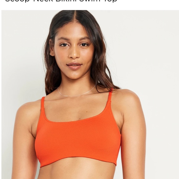 NWT OLD NAVY Scoop-Neck Bikini Swim Top Color: Orange Textured low scoop neck - Picture 2 of 10